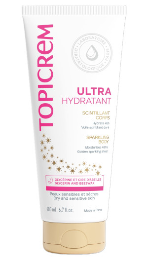 Topicrem, Ultra-Moisturizing Sparkling BodY, ultra-nawilżający balsam rozświetlający do ciała, 200 ml