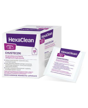 HEXACLEAN, chusteczki z poliheksanidem do specjalistycznej higieny i pielęgnacji brzegów powiek, 20 sztuk