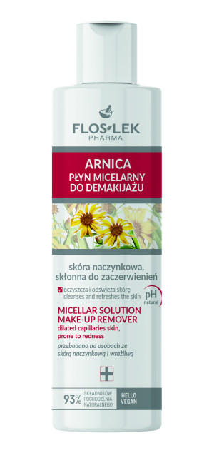 Floslek Arnica, płyn micelarny do demakijażu skóra naczynkowa, skłonna do zaczerwienień, 225 ml