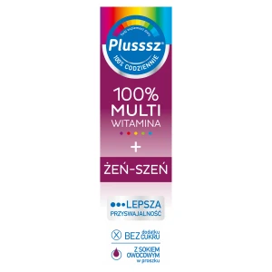 Plusssz 100% Multiwitamina + Żeń-szeń, tabletki musujące, 20 sztuk