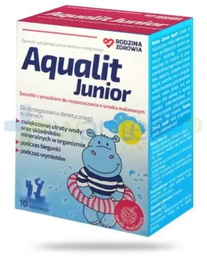 Rodzina Zdrowia Aqualit Junior o smaku malinowym, proszek 10 saszetek