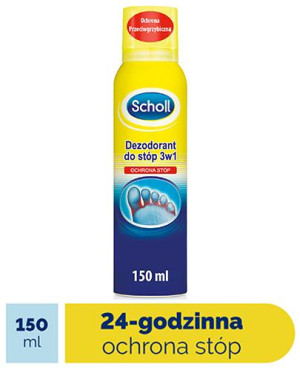 Scholl Dezodorant do stóp 3w1, ochrona przeciwgrzybicza, 150 ml