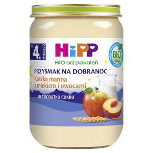 HiPP BIO od pokoleń, Kaszka manna z mlekiem i owocami, po 4. m-cu, 190 g