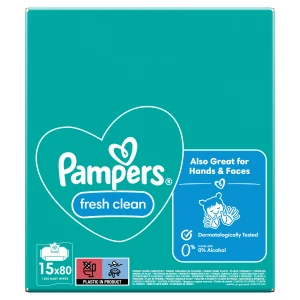 Pampers Fresh Clean, chusteczki nawilżane, 15 x 80 sztuk