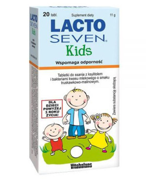 LACTOSEVEN KIDS Tabletki do ssania o smaku truskawkowo-malinowym - 20 tabl.