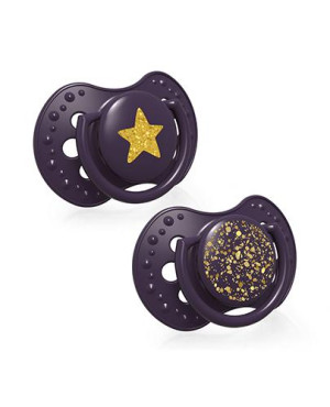 Lovi Smoczek silikonowy dynamiczny 3-6 m Stardust violet 22/893, 2 sztuki