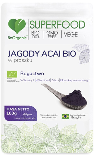 BeOrganic, Jagody Acai Bio, proszek, 100 g