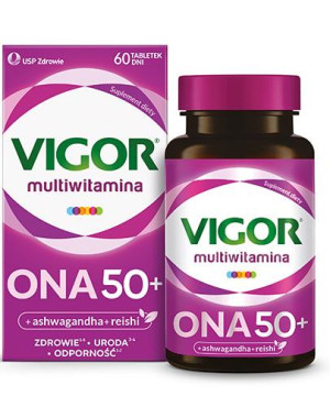 Vigor multiwitamina ONA 50+ zestaw witamin i minerałów z ashwagandhą i reishi, tabletki, 60 sztuk