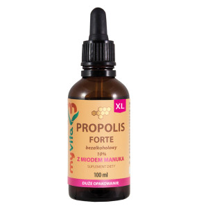 MyVita, Propolis Forte Bezalkoholowy 10% z miodem Manuka Krople XL, krople, 100 ml