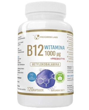 Progress Labs Witamina B12 1000 mcg + Prebiotyk - 120 kaps. - cena, opinie, wskazania