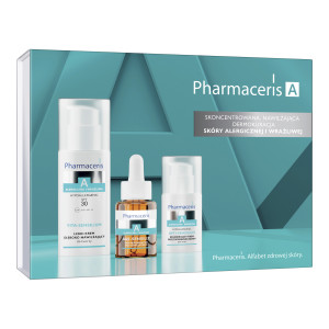 Pharmaceris A zestaw Intensywnie nawilżająca dermokuracja dla skóry alergicznej i wrażliwej, Lekki krem głęboko nawilżający 30 SPF, 50 ml, Regenerujący krem przeciwzmarszczkowy pod oczy, 15 m