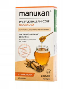 Manukan Cynamonowy Pastylki balsamiczne na gardło, 16 pastylek