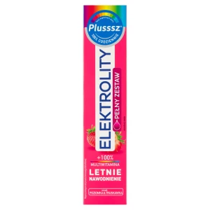 Plusssz Elektrolity + 100% Multiwitamina poziomka & truskawka, 24 tabletki musujące