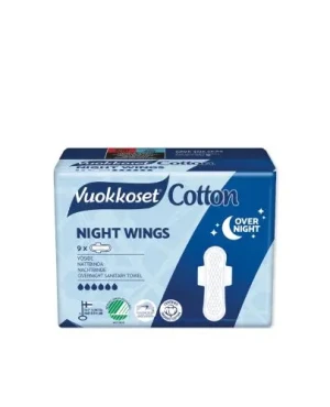 Vuokkoset Cotton podpaski wings na noc 9 sztuk
