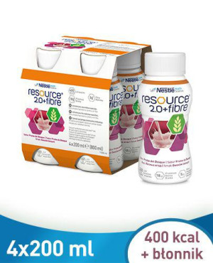Resource 2.0+Fibre, płyn o smaku owoców leśnych, 4 x 200 ml