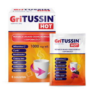 Domowa Apteczka, GriTussin Hot, 1000 mg, proszek, 8 saszetek