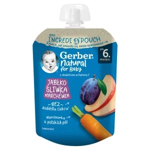 Gerber Natural For Baby Deserek jabłko śliwka marchewka po 6. miesiącu, 80 g, cena, opinie, właściwości