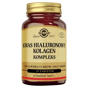 Solgar, Kwas hialuronowy Kolagen Kompleks, 120 mg, tabletki, 30 sztuk