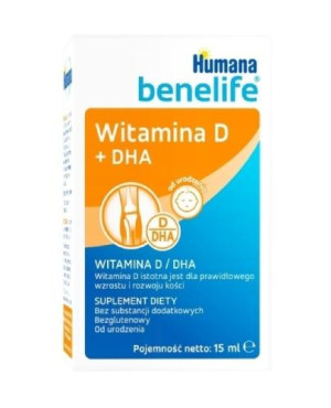 HUMANA Benelife Witamina D + DHA, 15 ml