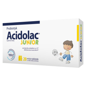Acidolac Junior, misio-tabletki, smak białej czekolady, 20 sztuk