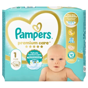 Pampers Pieluchy Premium Care New Born, 26 sztuk