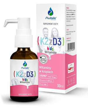 Avitale Witamina K2 + D3 Kids Vita MK7 25 uq + D3 400 IU Olive, 30 ml