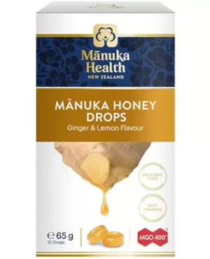 Manuka Health cukierki z miodem manuka MGO 400+ i witamina C o smaku imbirowo-cytrynowy 65 g