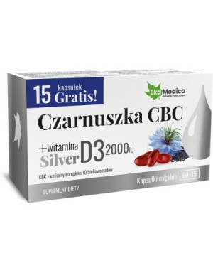 Czarnuszka CBC Silver + Witamina D3 2000 IU, 75 kapsułek (5 blistrów po 15 kapsułek)