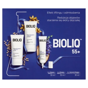 BIOLIQ 55+ Krem na dzień - 50 ml + Krem na noc - 50 ml + Krem do ocz i ust - 30 ml ZESTAW