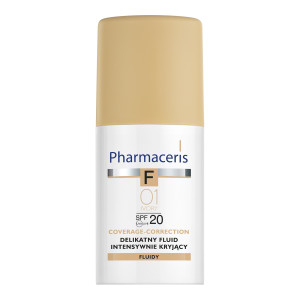 PHARMACERIS F, delikatny fluid intensywnie kryjący SPF 20 ivory 01 (kość słoniowa), 30 ml