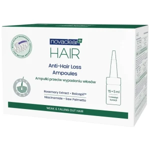 Novaclear Hair, ampułki przeciw wypadaniu włosów, 15 sztuk x 5 ml
