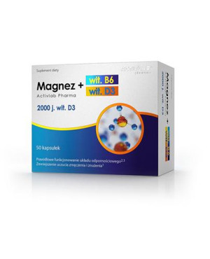 Activlab Pharma, Magnez + Wit. B6 + Wit. D3, kapsułki, 50 sztuk