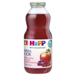 HiPP BIO Herbatka & Sok Bio z dzikiej róży z sokiem z czerwonych owoców po 4 miesiącu - 500 ml