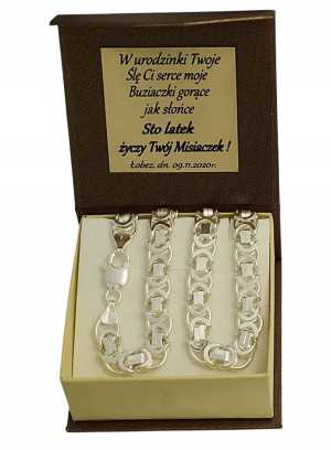 Srebrny Łańcuszek Męski Splot Królewski 9,00 mm Płaski pr 925 Grawer Gratis