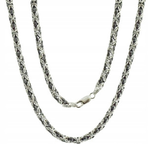Srebrny Łańcuszek Splot Królewski Okrągły 4,50 mm Oksydowany pr 925 Grawer Gratis