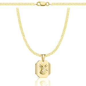Łańcuszek Srebrny Pozłacany Gucci 2,60 mm z Medalikiem pr 925 Grawer Gratis