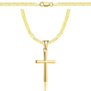 Łańcuszek Srebrny Pozłacany Gucci 3,20 mm z Krzyżykiem pr 925 Grawer Gratis
