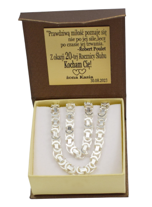 Srebrny Łańcuszek Męski Splot Królewski 7,00 mm pr 925 Grawer Gratis