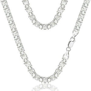 Srebrny Łańcuszek Męski Splot Królewski 7,50 mm Płaski pr 925 Grawer Gratis