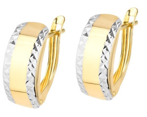 Kolczyki Złote Zaokrąglone z Diamentowaniem z Dwóch Kolorach Złota 5,50 mm pr 585