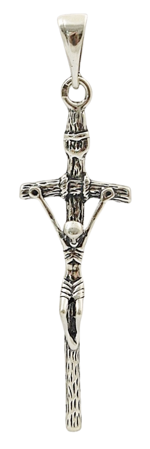 Srebrny Krzyżyk Papieski Duży Oksydowany pr 925
