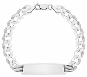 Srebrna Bransoletka Męska 8,20 mm Szeroka z Blaszką pr 925 Grawer Gratis