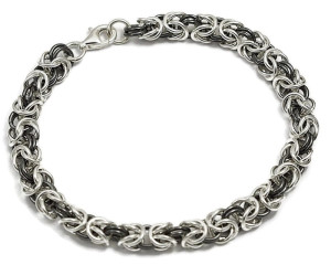Bransoletka Srebrna Oksydowana Splot Królewski 5,30 mm pr 925