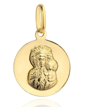Medalik Matka Boska Częstochowska Gładkie Złote Koło pr. 585