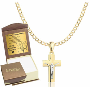 Złoty Łańcuszek Pancerka Pełny 2,60 mm z Krzyżykiem pr 585