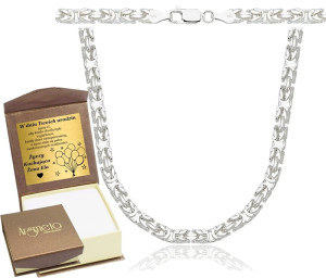 Srebrny Łańcuszek Splot Królewski Pełny 4,50 mm Kwadratowy pr 925 Grawer Gratis