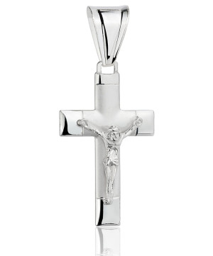 Srebrny Krzyżyk Diamentowany z Jezusem pr 925
