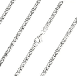 Srebrny Łańcuszek Splot Królewski Pełny 4,00 mm Kwadratowy pr 925