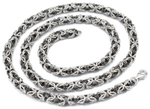 Srebrny Łańcuszek Męski Splot Królewski Okrągły 5,10 mm Oksydowany pr 925 Grawer Gratis