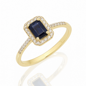 Pierścionek Szafir 0,60 ct żółte złoto